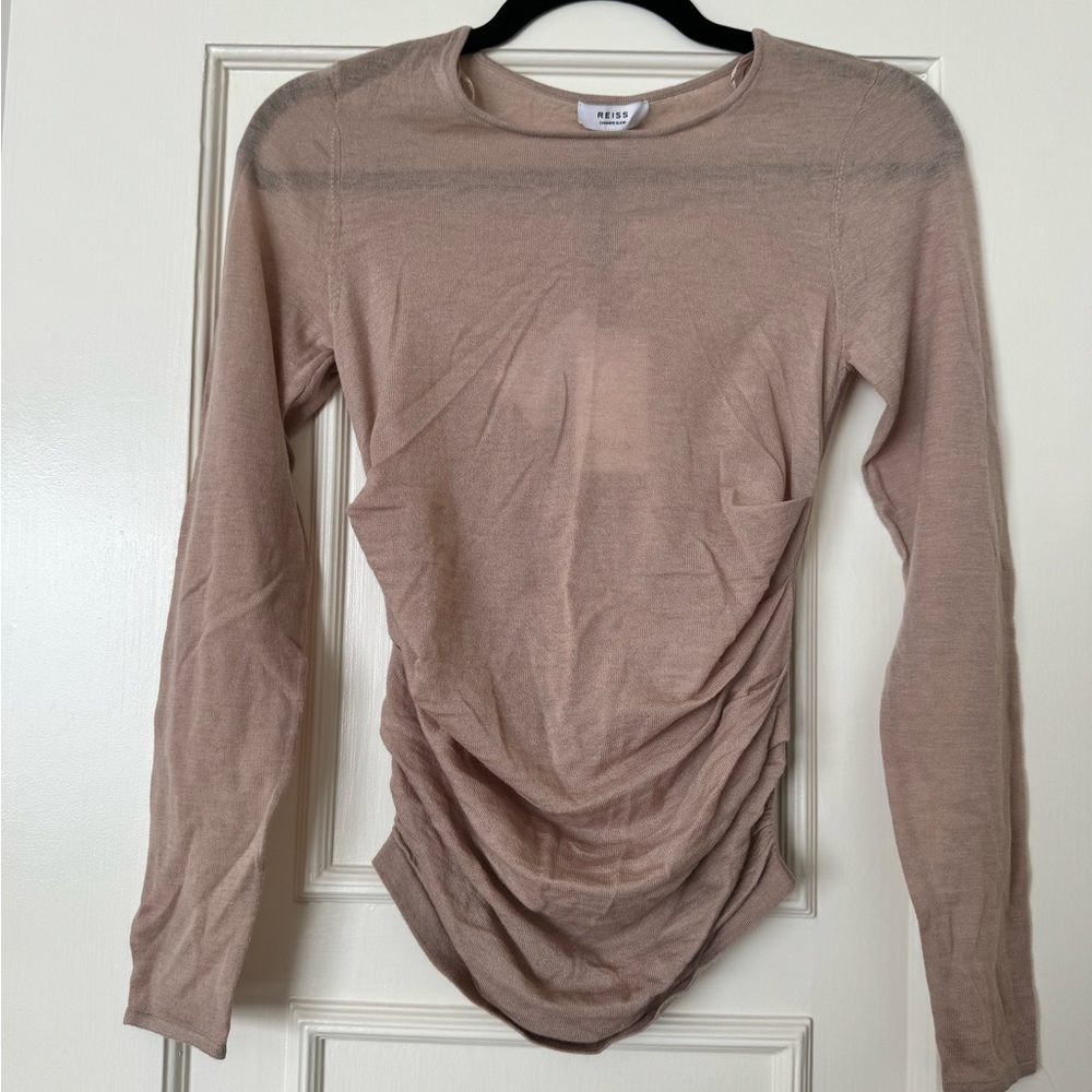 REISS Margot Ruched Knit S (Blush) Cashmere Blend